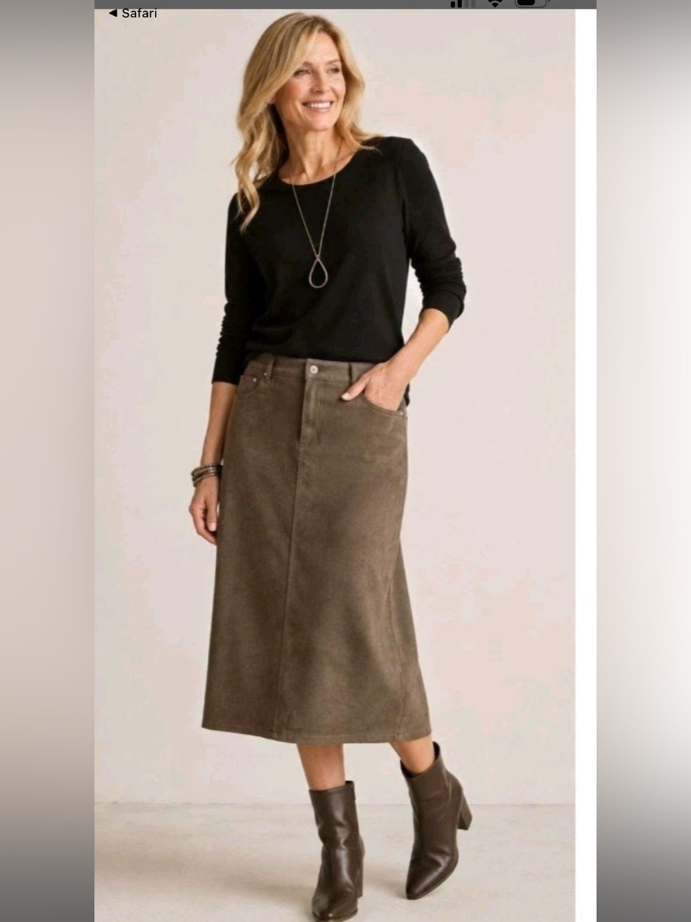 J Jill Brushed Velour Faux Suede Longline Midi Skirt NWT